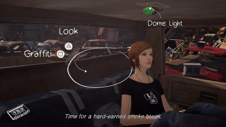 Graffiti number 4 can be created while sitting in fully equipped car - Graffiti Life Is Strange: Before the Storm Episode 2 Brave New World - Episode 2 - Brave New World - Life Is Strange: Before the Storm Game Guide