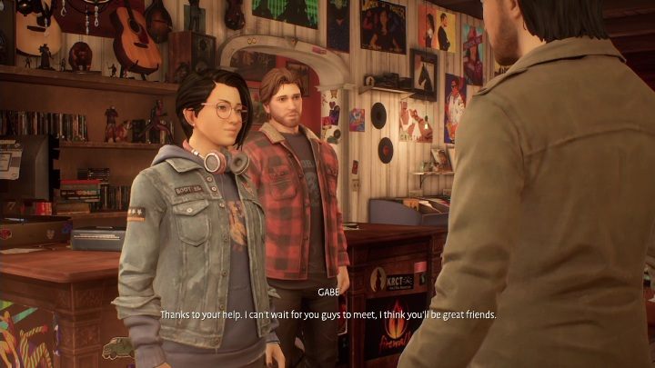 After a while, Gabe who has already done with his business will appear - Life is Strange True Colors: Vinyl shop - walkthrough - Life is Strange True Colors: Chapter 1 Side A - Life is Strange True Colors Guide