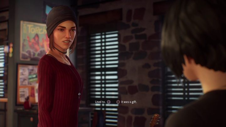 She'll pay attention to the guitar Alex got from her brother - Life is Strange True Colors: Meeting up with Steph - walkthrough - Life is Strange True Colors: Chapter 2 Lanterns - Life is Strange True Colors Guide