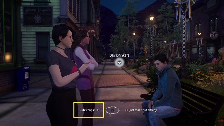 If you want to make them both happy, approach them and select the dialogue option "cute couple" - Life is Strange True Colors: Outside the festival - walkthrough - Life is Strange True Colors: Chapter 4 Flicker - Life is Strange True Colors Guide