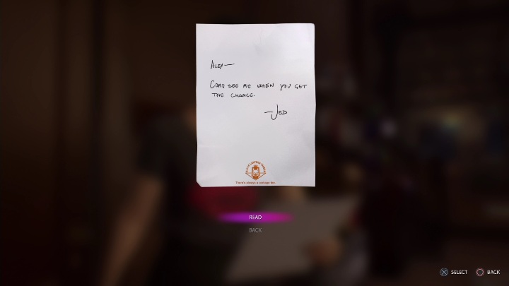 When you get back from the station, you'll see a letter from Jed - he wants to meet you - Life is Strange True Colors: Jed - walkthrough - Life is Strange True Colors: Chapter 4 Flicker - Life is Strange True Colors Guide