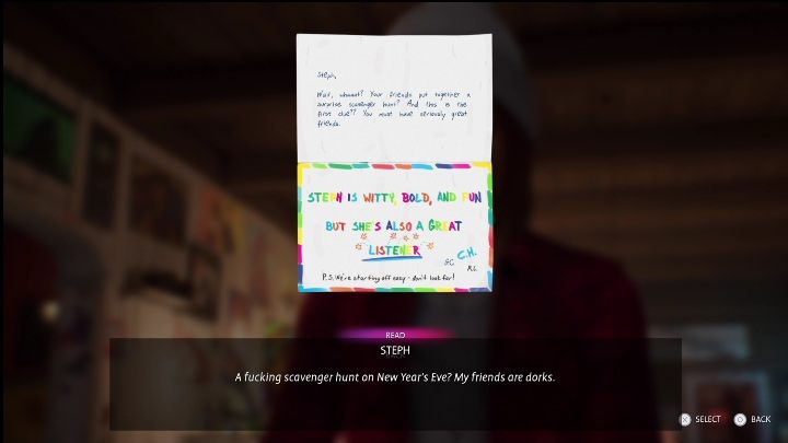 To get to the gift, you need to discover 7 hints - Life is Strange True Colors Wavelengths: Winter - walkthrough - Life is Strange True Colors: Wavelengths DLC - Life is Strange True Colors Guide