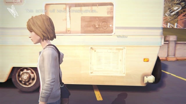 The eighth decision is the moment when you can draw something on the window of the van - Life is Strange: Chrysalis - decisions - Choices and decisions - Life is Strange Game Guide & Walkthrough