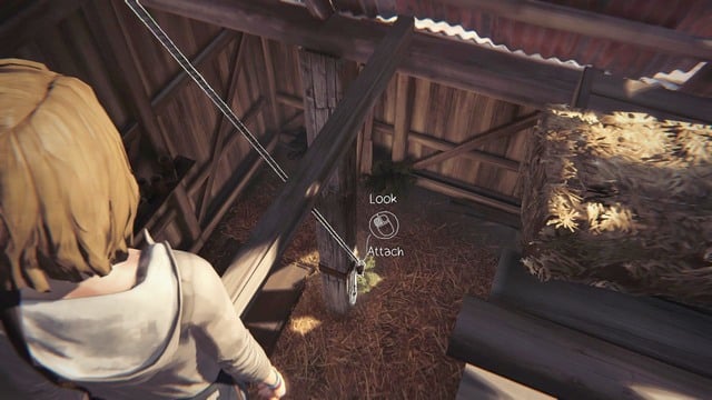 During the exploration, Max will decide to use the lever, rope and the old engine in order to open the hatch in the ground - Life is Strange: Dark Room, Chapter 4 - Walkthrough - Life is Strange Game Guide & Walkthrough