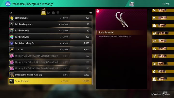 If your edition of the game was distributed with the Master Vacation Bundle DLC, Shark Fin and Squid Tentacles will also appear in stock of the merchant appearing next to The Big Swell endgame dungeon - Infinite Wealth: How to obtain Shark Fin and Squid Tentacles crafting materials? - FAQ - Like a Dragon Infinite Wealth Guide