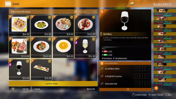 Warning - Some higher-end restaurants have expensive meals - Infinite Wealth: How to unlock and activate Combo Meals in restaurants? - FAQ - Like a Dragon Infinite Wealth Guide