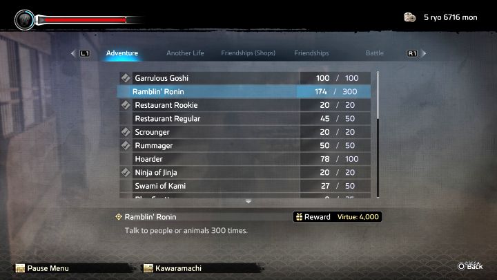 After the encounter with the priest, you will also unlock the Diligence Records - Like a Dragon Ishin: How to earn Virtue Points? - Ryoma and character development - Like a Dragon Ishin Guide