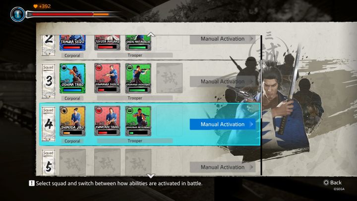 During your first mission, you can choose whether card abilities should be activated manually or automatically - Like a Dragon Ishin: Battle Dungeon mini-game - Secrets and activities - Like a Dragon Ishin Guide