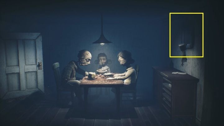 Jump from the cabinet through the hole in the wall - Little Nightmares 2: A Cottage in the Forest - Chapter 1 walkthrough - Chapter 1 - Forest - Little Nightmares 2 Guide