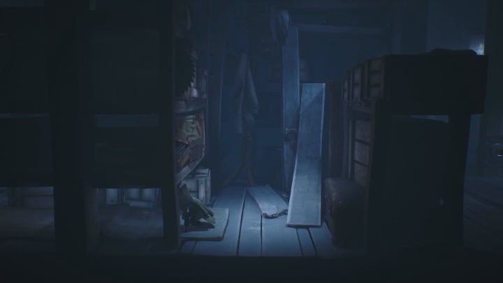 Use the board located right next to the dresser and slide down safely - Little Nightmares 2: A Cottage in the Forest - Chapter 1 walkthrough - Chapter 1 - Forest - Little Nightmares 2 Guide
