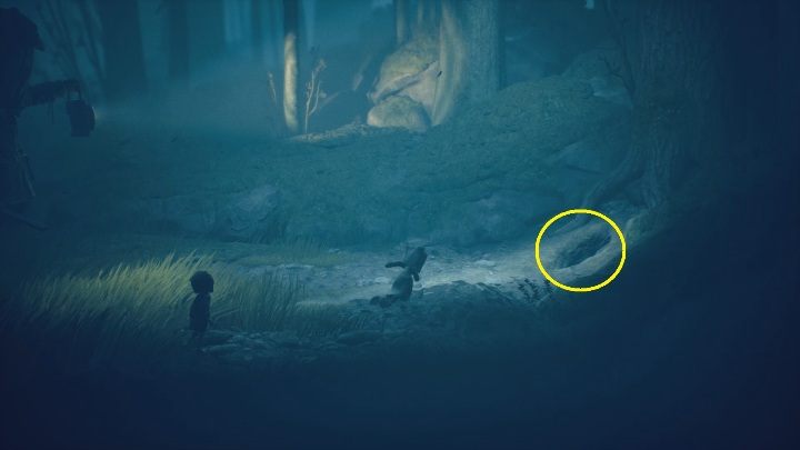 As soon as you see a hole under a tree, run and jump into the tunnel - Little Nightmares 2: Escaping the Hunter - Chapter 1 walkthrough - Chapter 1 - Forest - Little Nightmares 2 Guide