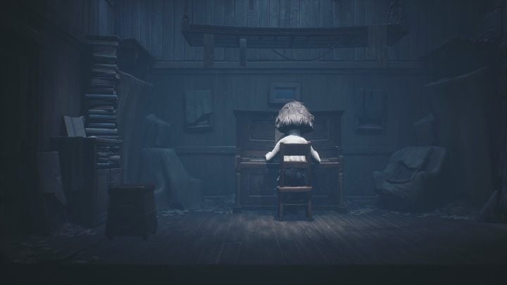 Next, you should move the cabinet under the dresser where the books stand - Little Nightmares 2: Escape from School - Chapter 2 Orphanage walkthrough - Chapter 2 - Orphanage - Little Nightmares 2 Guide