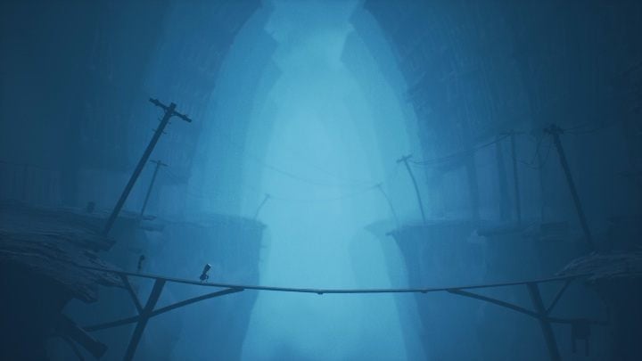 When you get out of the building, you will have to cross a long plank located over a huge chasm - Little Nightmares 2: Escape from School - Chapter 2 Orphanage walkthrough - Chapter 2 - Orphanage - Little Nightmares 2 Guide