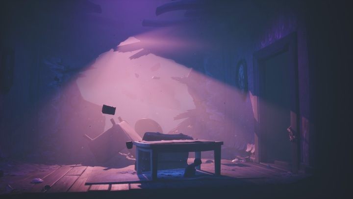 When you run into the room, hide behind the table and wait - Little Nightmares 2: Six - Chapter 5 walkthrough - Chapter 5 - The Signal Tower - Little Nightmares 2 Guide