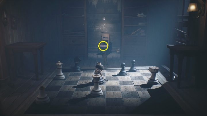 When you pull it, a passage will open into a secret room - Little Nightmares 2: Chess puzzle - how to get the key? - Puzzles - Little Nightmares 2 Guide