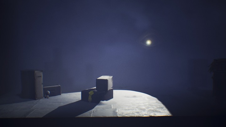 Hide behind the crates. Then take the cart and use it to stay in the shadow. - Little Nightmares: Door with electric bars - walkthrough - The Prison - Little Nightmares Game Guide