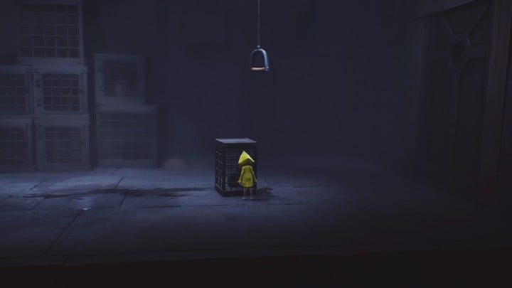 Move the cage underneath the lever. - Little Nightmares: Quarters of the blind creature - walkthrough - The Lair - Little Nightmares Game Guide