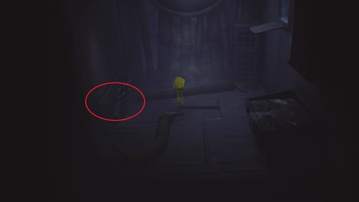 The task is to pull the chunk of metal so it cuts off the creatures hands. - Little Nightmares: Room with clocks, the library - walkthrough - The Lair - Little Nightmares Game Guide