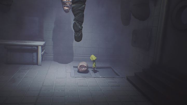 Your task is to place meat on the hatch and activate the lever downstairs. - Little Nightmares: Key from the bedroom, visit in the cold store - walkthrough - The Kitchen - Little Nightmares Game Guide