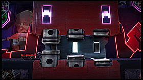 Before you go right, collect the item found behind the decorative element (below the face of a laughing man) - Pipe Dreams - The Factory of a Better Tomorrow - LittleBigPlanet 2 - Game Guide and Walkthrough