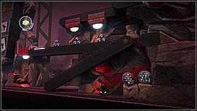 Below, take a bomb from the distributor and backtrack left - you can collect a couple items here, but you need to blow up the passage leading to them - Bang for Buck - p. 1 - The Factory of a Better Tomorrow - LittleBigPlanet 2 - Game Guide and Walkthrough