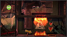 Below there's another trash compactor - first collect the items at the upper right - Waste Disposal - The Factory of a Better Tomorrow - LittleBigPlanet 2 - Game Guide and Walkthrough