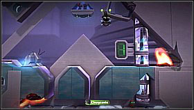 Behind them you will have to throw down three Sackbots onto the conveyor belt through the holes - throw them onto the green fragments - The Sackbot Redemption - Avalon - LittleBigPlanet 2 - Game Guide and Walkthrough