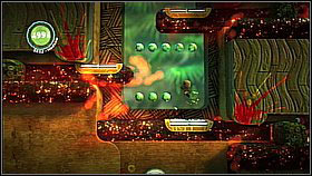 The next obstacle are moving launch pads - use one of them to jump over the hot surface - Fireflies When You're Having Fun - Eve's Asylum - LittleBigPlanet 2 - Game Guide and Walkthrough