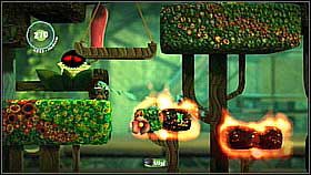 In order to ride down the elevator, shoot the water bubble above you - Patients Are a Virtue - Eve's Asylum - LittleBigPlanet 2 - Game Guide and Walkthrough