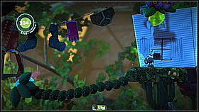 Move on - you will a pit and a burning enemy on a line - Casa Del Higginbotham - Eve's Asylum - LittleBigPlanet 2 - Game Guide and Walkthrough