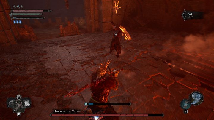 Every time the boss's health drops by around 15-20%, she will gain a mark above her head - Lords of the Fallen: How to defeat the Damarose the Marked boss? - Optional - Lords of the Fallen Guide
