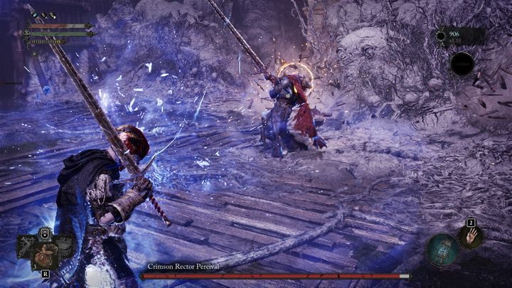 One attack that is easy to dodge and can be punished is the jump and sword strike - Lords of the Fallen: How to defeat the boss Crimson Rector Percival? - Optional - Lords of the Fallen Guide