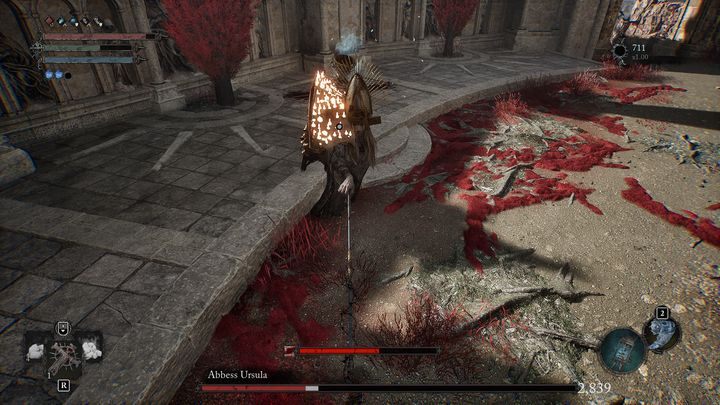 It is very easy to interrupt the boss's attacks - if you use a heavy weapon, one strong attack may be enough to Stagger her - Lords of the Fallen: How to defeat Abbess Ursula boss? - Main - Lords of the Fallen Guide