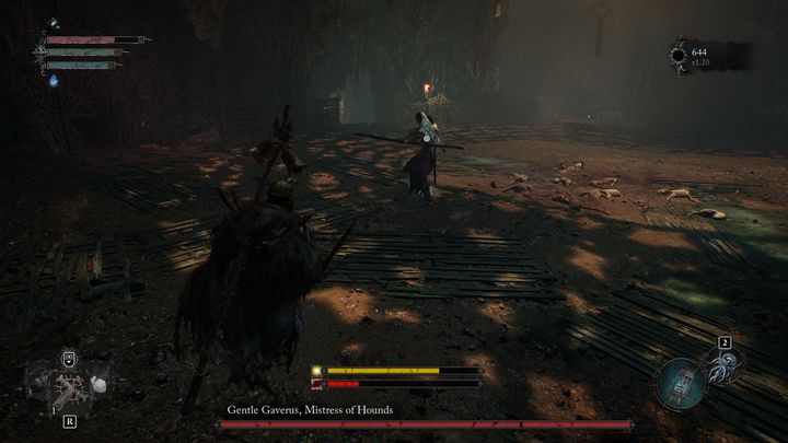 Gentle Gaverus, despite specializing in ranged combat, is also able to defend herself in close quarters - Lords of the Fallen: How to beat Gentle Gaverus, Mistress of Hounds? - Main - Lords of the Fallen Guide