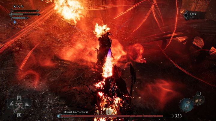 The boss can also hurl a sphere of flames that moves at a very fast pace - Lords of the Fallen: How to beat Infernal Enchantress boss? - Main - Lords of the Fallen Guide