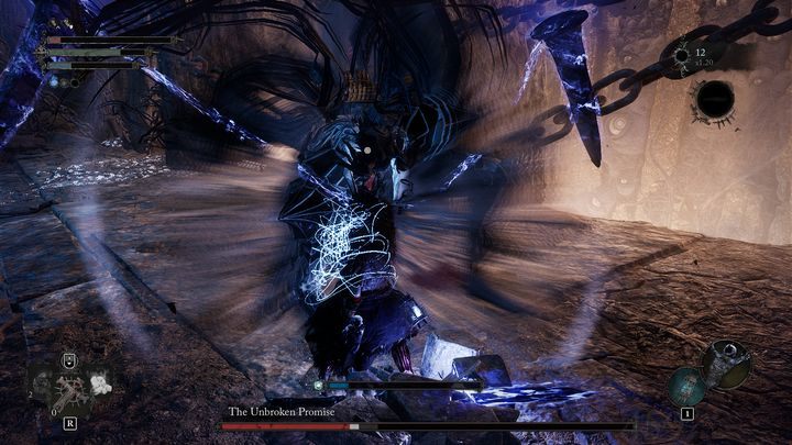The Unbroken Promise can also shoot nails at the player's character and periodically attack with them by driving them into the ground - Lords of the Fallen: How to defeat Harrower Dervla, the Pledged Knight boss? - Main - Lords of the Fallen Guide