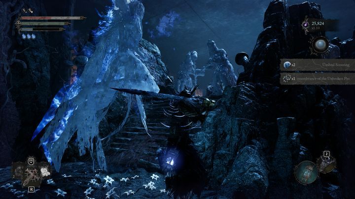On the upper floor of the arena in Umbral, there is a Stigma - Lords of the Fallen: How to defeat Harrower Dervla, the Pledged Knight boss? - Main - Lords of the Fallen Guide