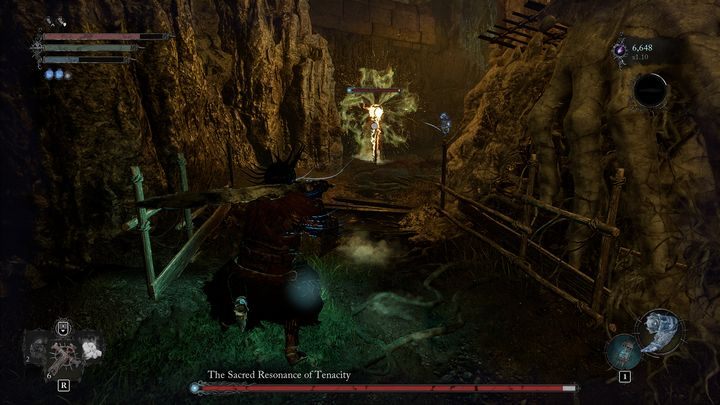 The Sacred Resonance of Tenacity, aside from standard attacks, that are easily dodged/avoided, can use a variety of Radiance spells - Lords of the Fallen: How to defeat The Sacred Resonance of Tenacity boss? - Optional - Lords of the Fallen Guide
