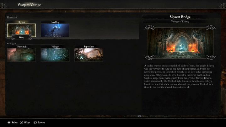 We also described Vestige and Seediling on the dedicated page titled How to rest and save the game - Lords of the Fallen: How to use fast travel? - Exploration - Lords of the Fallen Guide