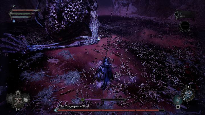 Circling him and attacking his back is a good tactic, especially if you want to avoid boss's attacks, but if you repeat this move too often, Congregator of Flesh will jump into the air and land on you right away - Lords of the Fallen: How to beat boss Congregator of Flesh? - Main - Lords of the Fallen Guide