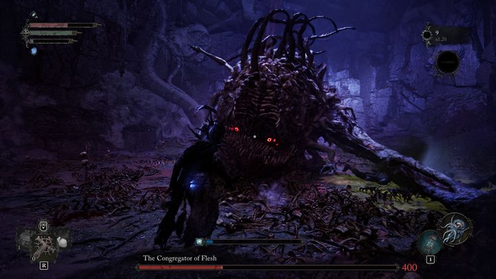 When the boss jumps back and you'll see black smoke coming out of its mouth, it means that he is preparing for a charge - Lords of the Fallen: How to beat boss Congregator of Flesh? - Main - Lords of the Fallen Guide