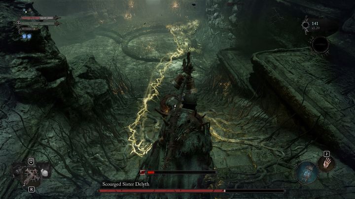 Phase 2 begins when the boss is brought down to 60%-70% of her health bar - Lords of the Fallen: How to beat Scourged Sister Delyth boss? - Main - Lords of the Fallen Guide