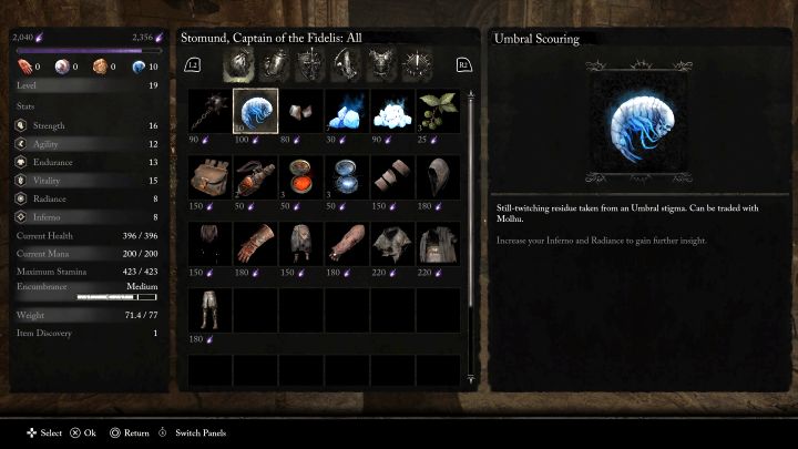1 - Lords of the Fallen: What are the uses of Umbral Scourings? - Quest items - Lords of the Fallen Guide