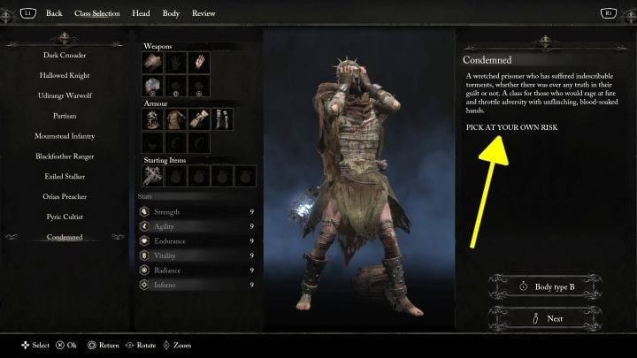 We have listed the recommended starting classes on a separate page: Best class - Lords of the Fallen: Difficulty levels - Basics - Lords of the Fallen Guide