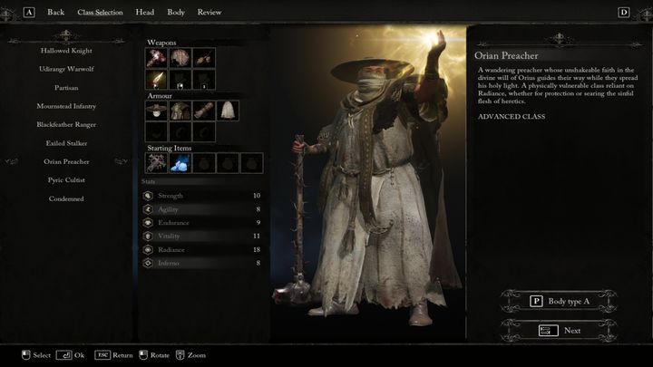 The only characters who initially wield magic are Orian Preacher and Pyric Cultist - Lords of the Fallen: Best class - Basics - Lords of the Fallen Guide