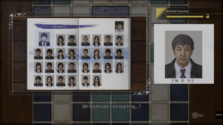 In the book, examine the teacher's picture in the upper left corner of the page - Lost Judgment: Chapter 9 The Weight of Guilt - walkthrough - Main Storyline - Lost Judgment Guide