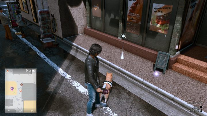 With the help of the dog detective, find the Colorful Paint in front of the restaurant - Lost Judgment: Squirrel search Theater - all squirrels, map - Kamurocho - Lost Judgment Guide