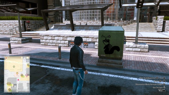 The 48th image is located on a crate on Taihei Boulevard - Lost Judgment: Squirrel search Theater - all squirrels, map - Kamurocho - Lost Judgment Guide
