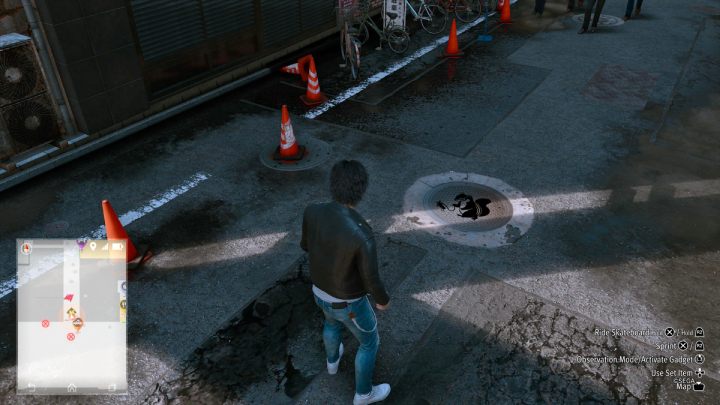 The 51st image is located on a sewer manhole on Tenkaichi Street - Lost Judgment: Squirrel search Showa Street - all squirrels, map - Kamurocho - Lost Judgment Guide