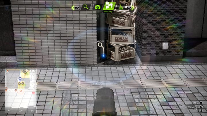 Using the detector, investigate the pipe between the restaurants to find the Yellow Pyroxene - Lost Judgment: Squirrel search Showa Street - all squirrels, map - Kamurocho - Lost Judgment Guide